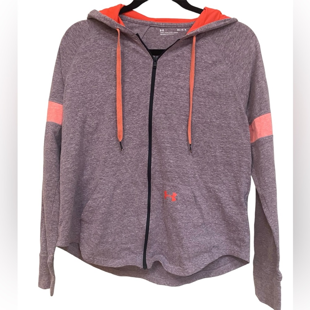 Under Armour Zip Up Fitted Light Weight Medium Jacket With Hood-purple